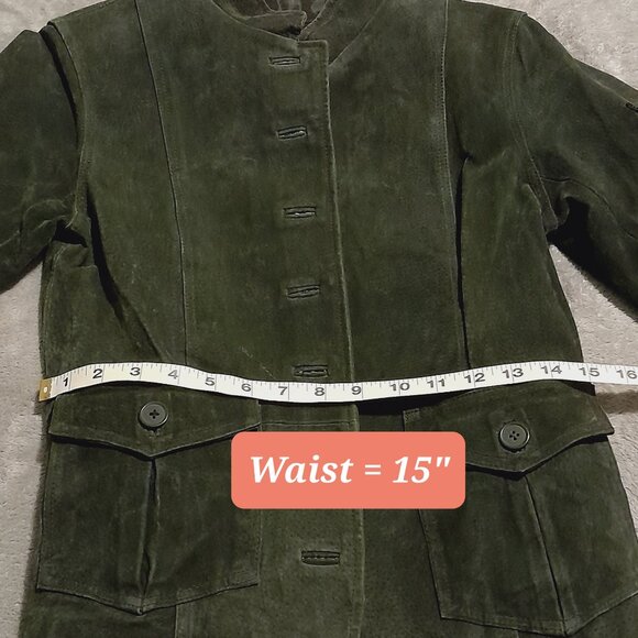 Suede Green Jacket By H&G Juniors Size Small/Petite - Picture 14 of 16
